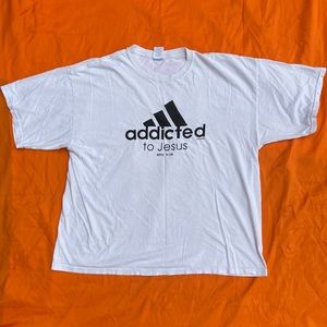 Y2K Addicted to Jesus Adidas T-shirt